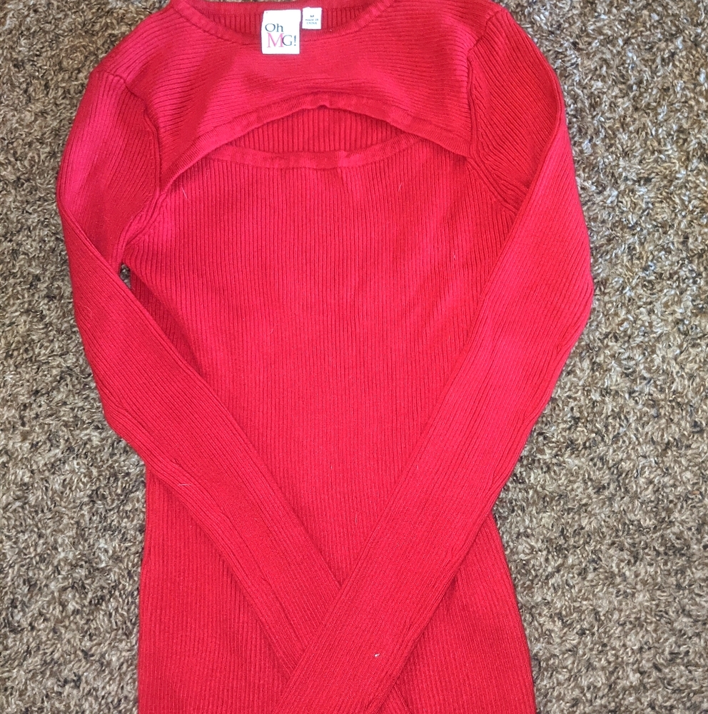 Red Cut Out Sweater | OhMG!